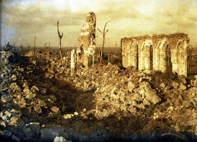 Church damaged during the war, Chaulnes, Somme, France, 1917 by Fernand Cuville